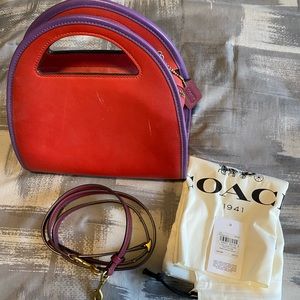 Red and purple leather purse